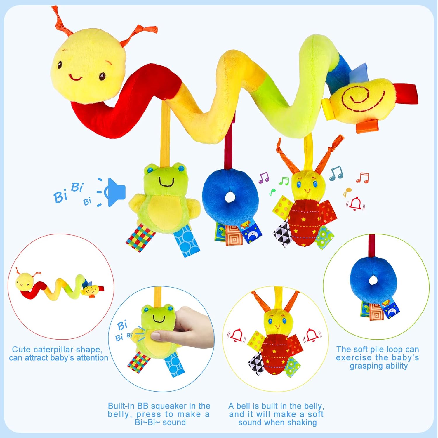 Fidtoy BusyBugg Sensory Stroller and Crib Toy for Babies 0-6 Months