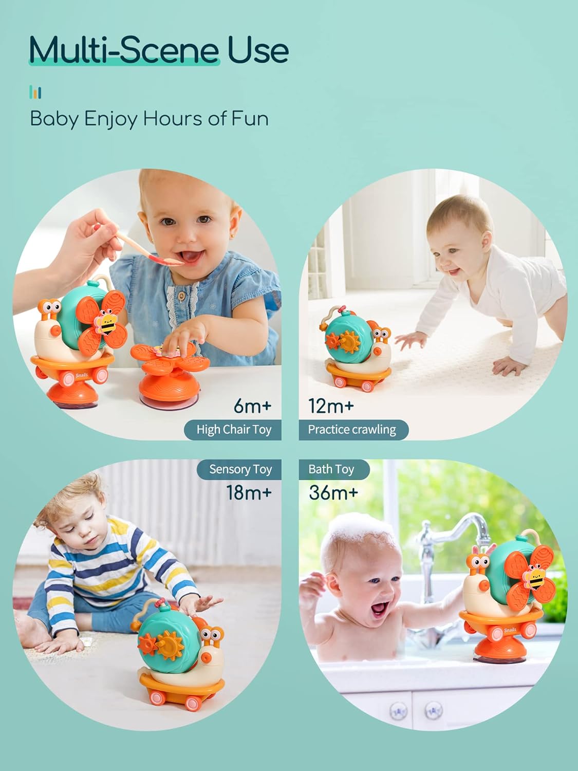 Fidtoy Suction Cup High Chair Toy for Babies – Montessori Sensory Spinner Toy for Mealtime & Travel