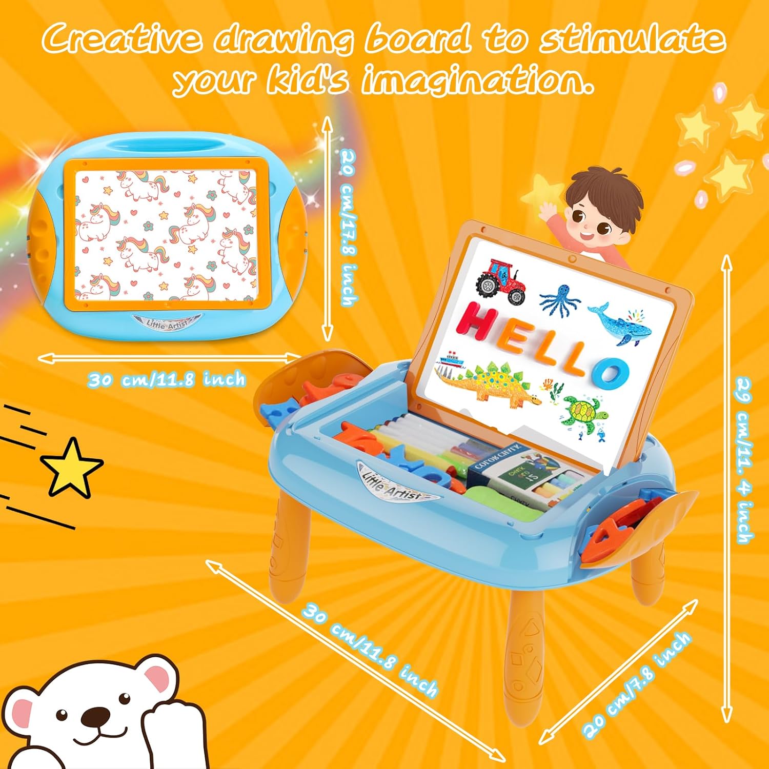 Mesa de aprendizaje de doble cara para niños pequeños Fidtoy
