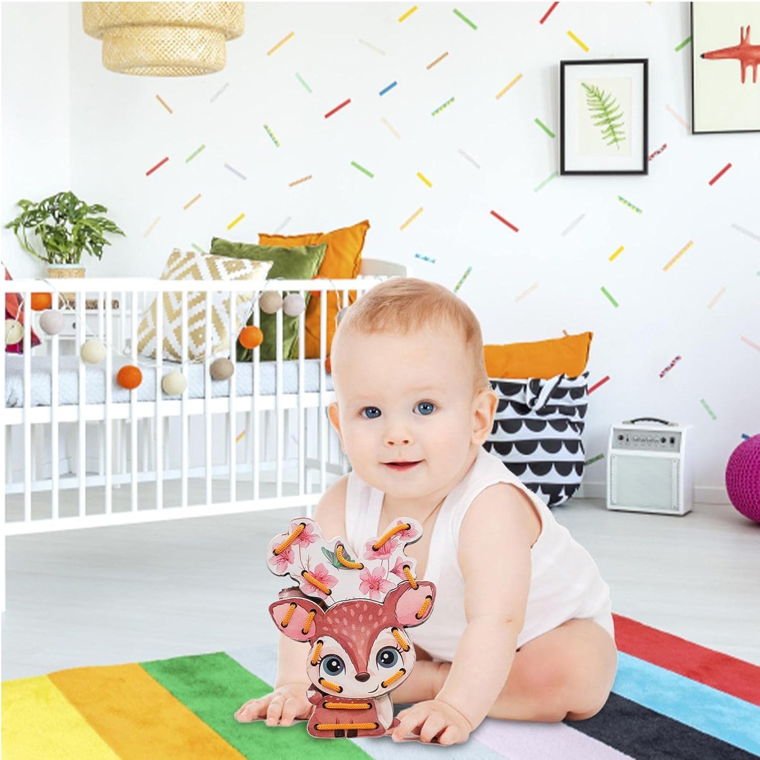 Ukuding Lacing for Toddler - Lacing Cardboard Sewing Cards Animal - Craft Supplies for Preschool Education Farm, Lacing Games, Activity Toys