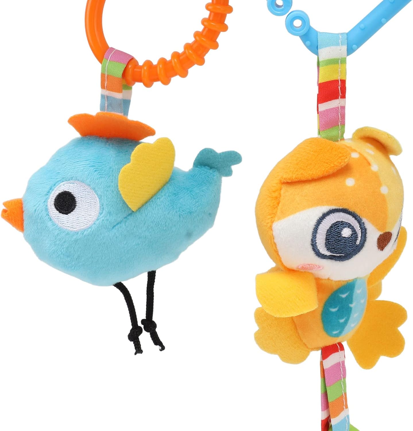 Fidtoy Baby Stroller Hanging Toy Plush Animal Sensory Rattle for Car Seat Crib and Infant Travel Play