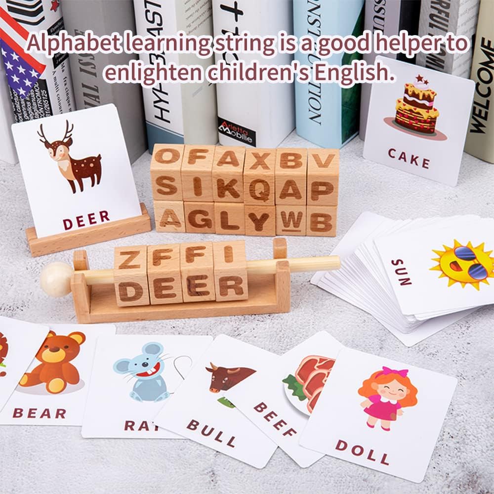 Fidtoy Wooden Spelling Matching Game for Kids
