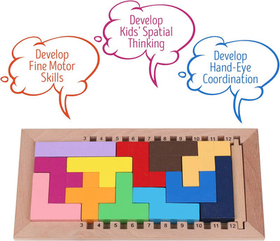 Fidtoy Puzzle Tetris en bois pour enfants