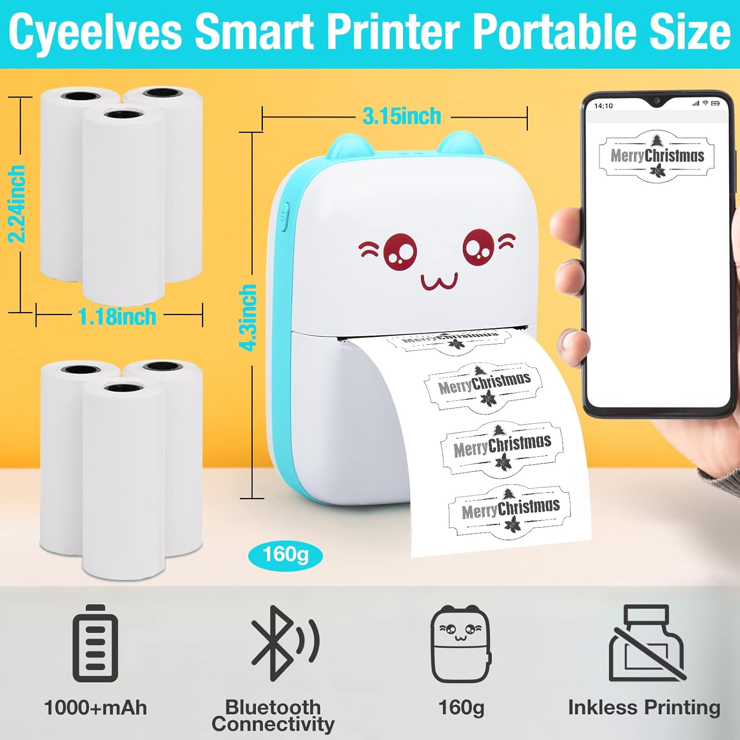 Mini impresora portátil para fotos y pegatinas