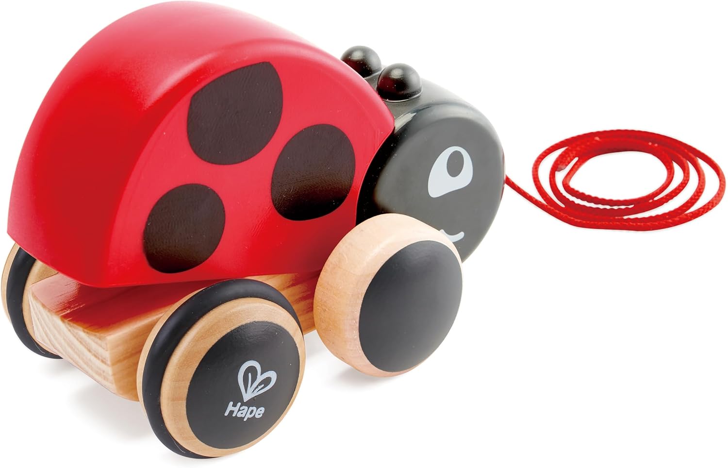 Fidtoy Ladybug Pull Along Toy Wooden Toddler Walking Toy