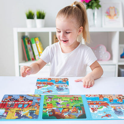 DAZZTIME Children's Puzzle, Magnetic Puzzle, Animal Puzzle for Children, Travel Games Children from 3 Educational Puzzles, Educational Toy, Educational Toy for Children 3 4 5 Years (Fire Protection)