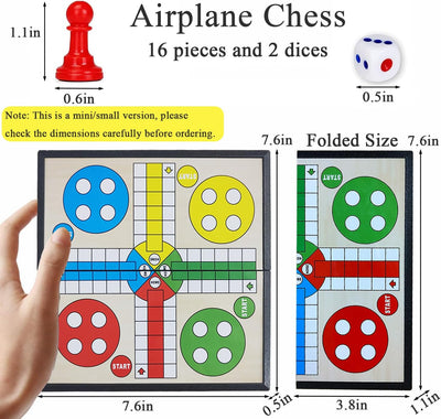 Fidtoy Magnetic Travel Ludo Family Game for Kids Foldable Portable Board Game Age 6+