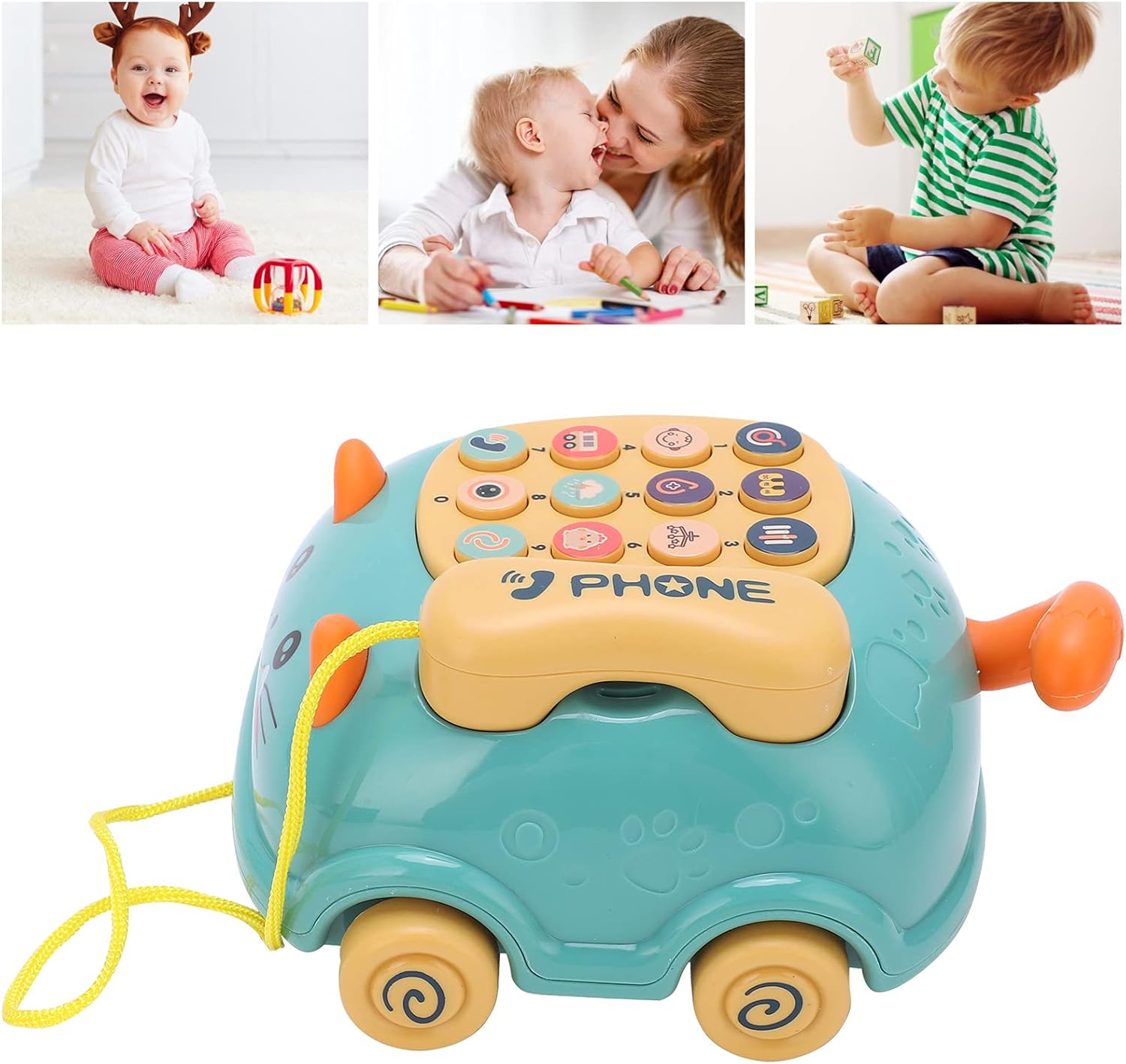 Fidtoy Interactive Toy Phone Car for Toddlers Learning Toy with Sounds and Pretend Play