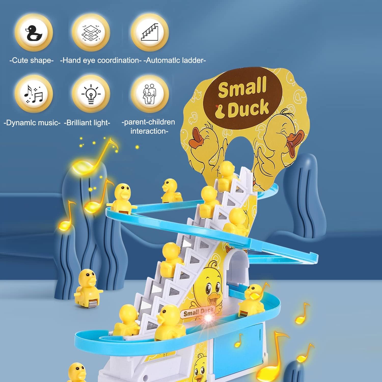 Fidtoy Climbing Duck Track Toy with Lights and Music for Toddlers