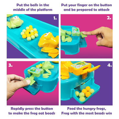 Fidtoy Hungry Frog Catching Ball Two Player Family Game for Kids Fast Reflex Indoor Play