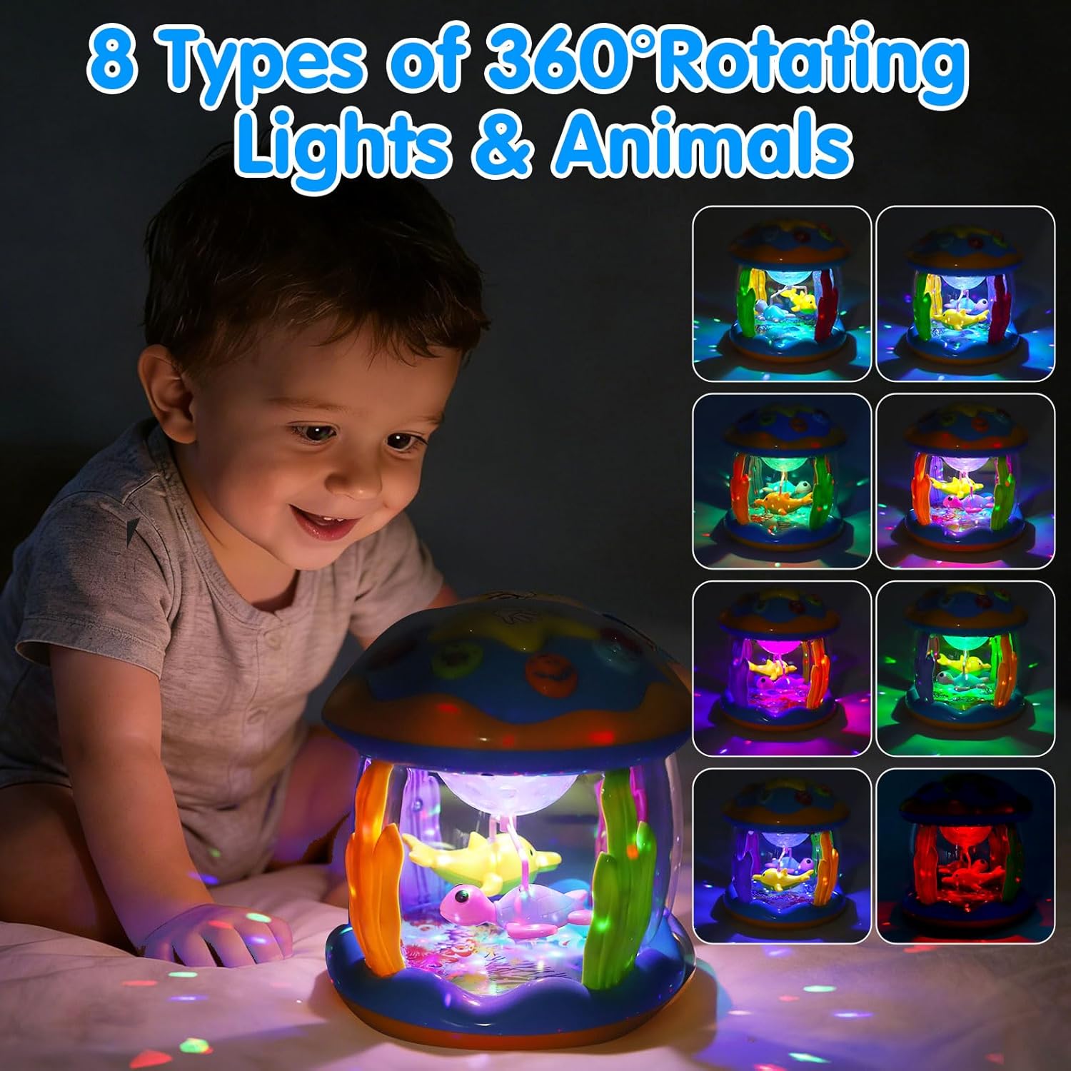 Proyector musical de luces para bebé con efectos de agua