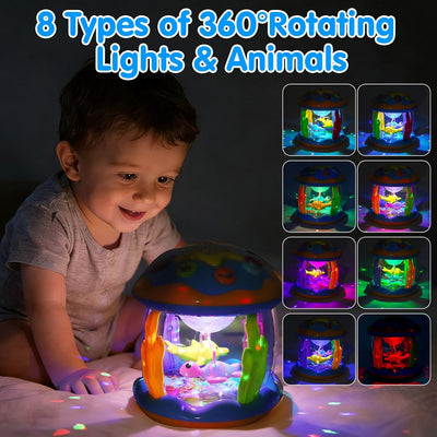 Proyector musical de luces para bebé con efectos de agua