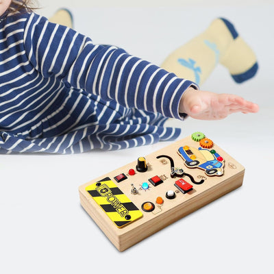 Fidtoy Montessori Tablero Sensorial Ocupado con Interruptor de Luz para Niños Pequeños Tablero de Interruptores LED Juguete Sensorial Habilidades Motoras Finas Aprendizaje Viaje Juguete Tranquilo Regalo Educativo