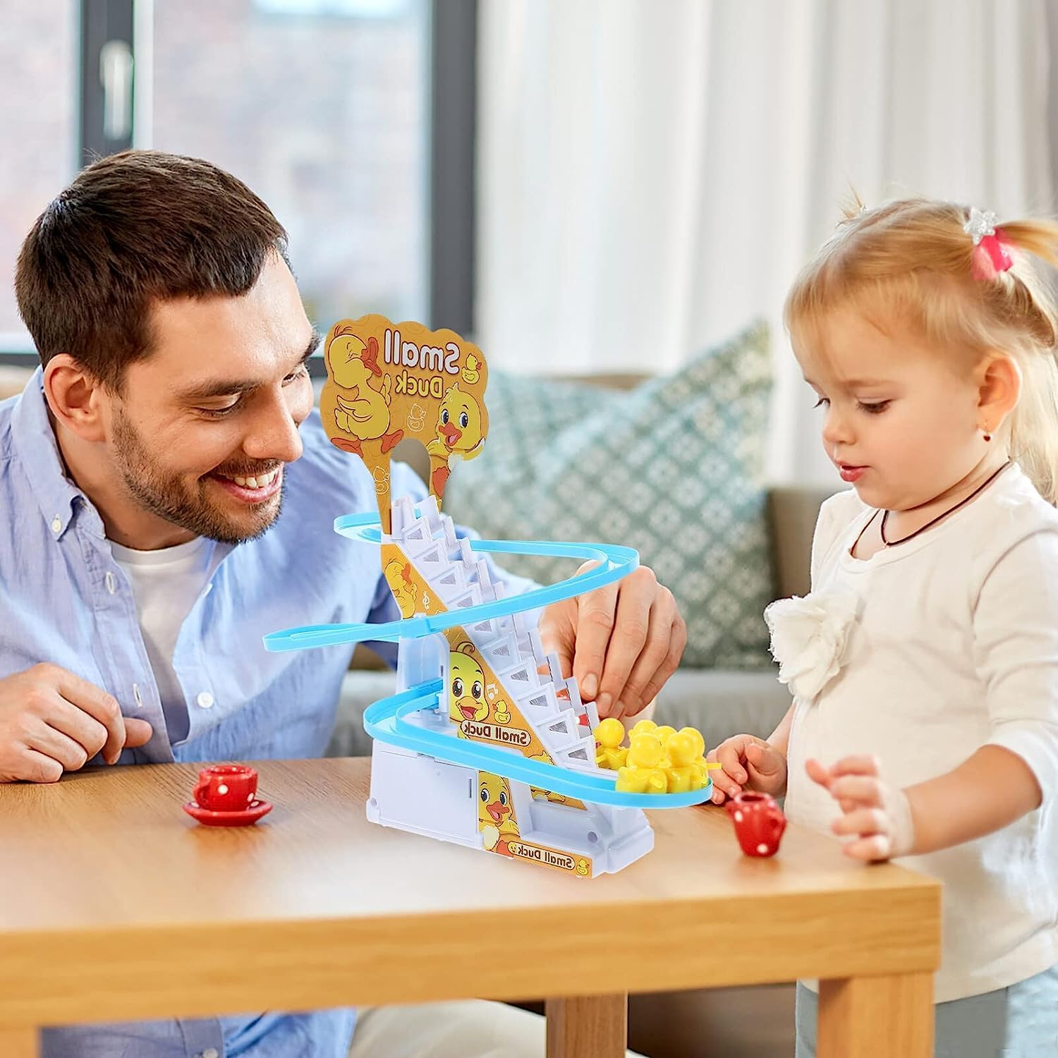 Fidtoy Climbing Duck Track Toy with Lights and Music for Toddlers