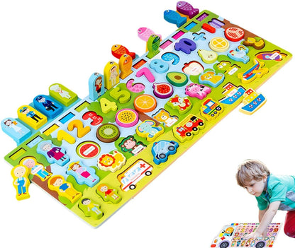 Kids Fishing Game Magnetic - Car Wooden Magnetic Fishing Game,Fishing Catching Counting Games Puzzle With Numbers And FigureMath Educational Toys for 1-3 Years Old Girl Boy Children
