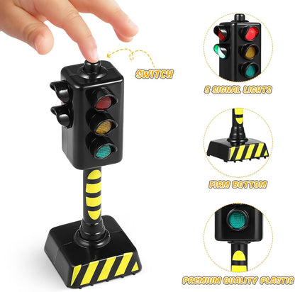 STOBOK 2Pcs Traffic Light Toy for Kids, Mini Traffic Signal Light Model, Realistic Road Scene for Children Learning Rules Educational Toy