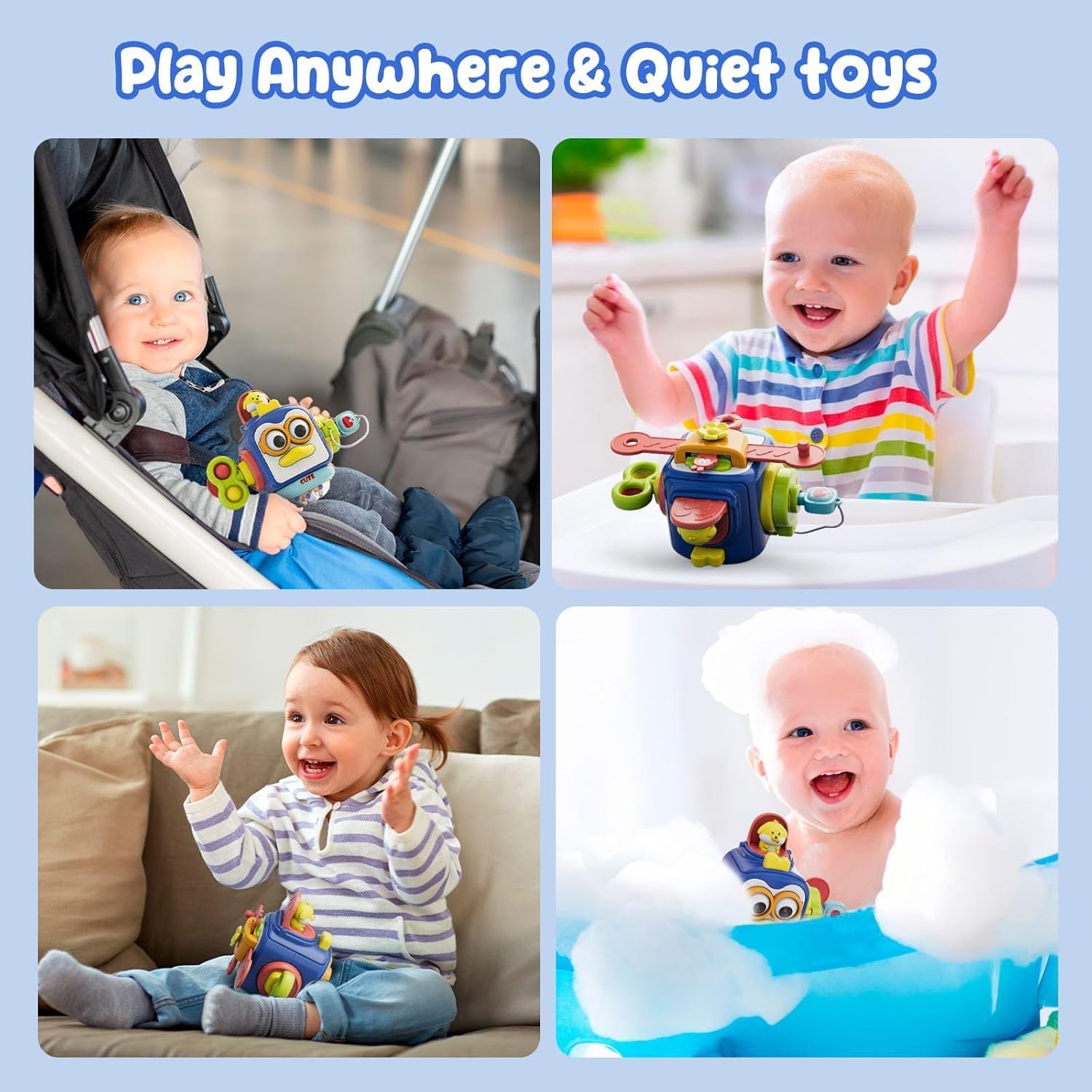 Fidtoy Penguin Travel Activity Cube Toy for Babies