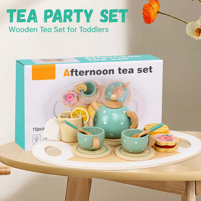 Fidtoy Wooden Tea Set Montessori Pretend Play Toy for Kids