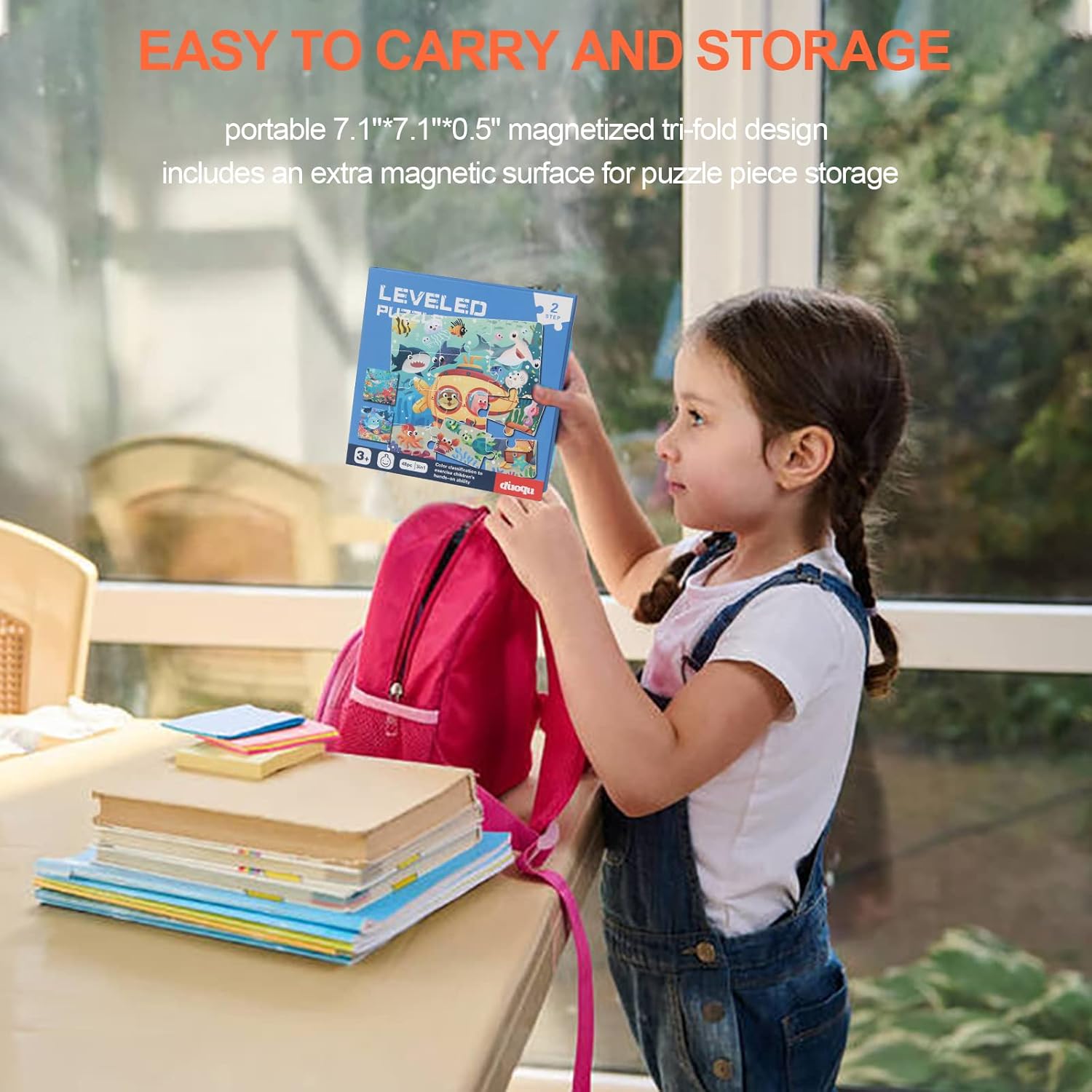 磁気パズル 子供用 3~5歳 3~48ピース オーシャンパズル 木製ジグソーパズル 本 プレミアムパズル 車のアクティビティ おもちゃ 旅行ゲーム 旅行おもちゃ 子供用 3歳 4歳 5歳 6歳 男の子 女の子