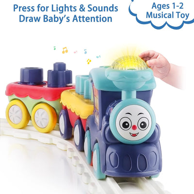 Fidtoy Musical Train Set with Blocks for Toddlers