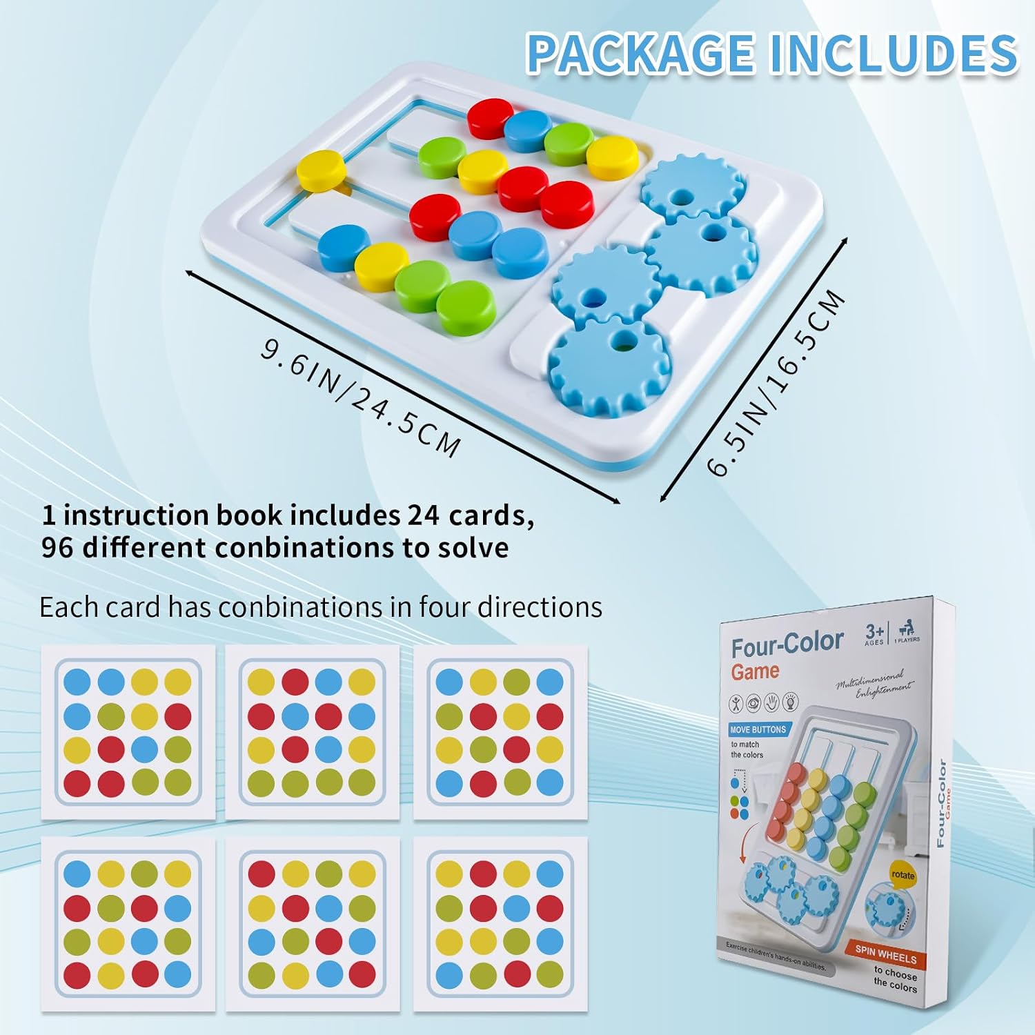 Juego de Lógica 2 en 1 de Engranajes con Patrón de Cuatro Colores - 006
