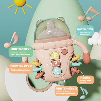 Fidtoy Comfort Bottle Baby Sensory Toy with Lights, Music and Teether | Soothing Learning Toy for Infants 6-24 Months