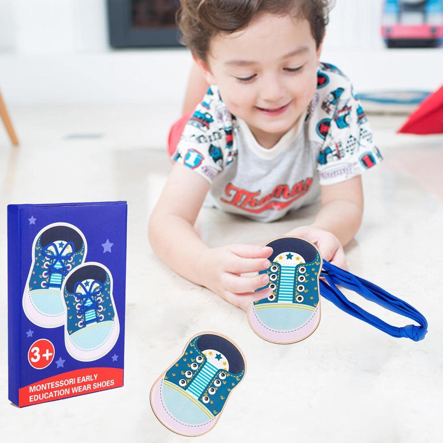 Ridecyle Lacing Shoe Toy - Kids Shoelace Threading Learning Toy,Learn to Tie Shoes Children Shoelace Threading Teaching Toy Early Educational Teaching Toy, Shoes Tying Training Toy