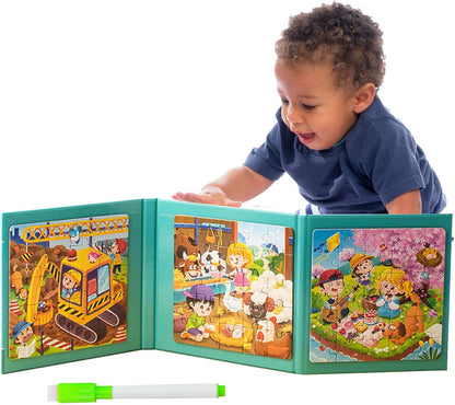 Rompecabezas magnéticos para niños | Juguete magnético - El Dibujo 4 en 1 desarrolla Habilidades, estimula el Cerebro, Disfruta aprendiendo para Picnic, Comedor, automóvil, avión