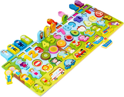 Kids Fishing Game Magnetic - Car Wooden Magnetic Fishing Game,Fishing Catching Counting Games Puzzle With Numbers And FigureMath Educational Toys for 1-3 Years Old Girl Boy Children