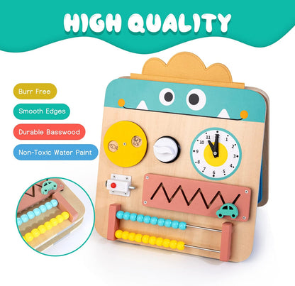 HELLOWOOD 17 for 1 Wooden Busy Board for Kids, Montessori Toys for 2 3 4 Years Old, Eduacational Activity Sensory Board, Multifunctinal Learning Toys for Toddlers Age 2-4, Fine Motor Skill