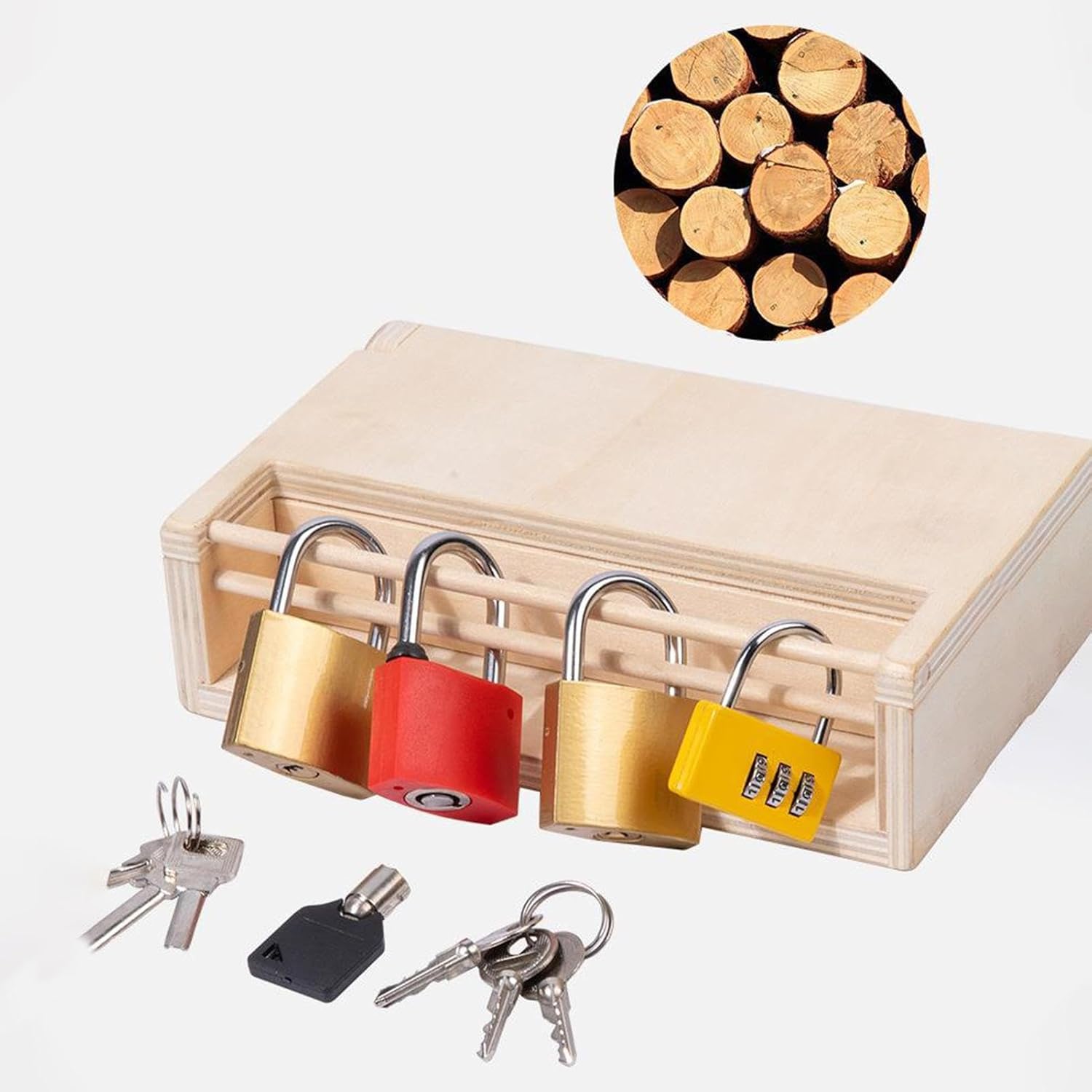 Fechadura e Brinquedo Chave - Desbloquear madeira | Atividades aprendizagem pré-escolar, materiais Montessori madeira e brinquedos educativos para crianças Shakven