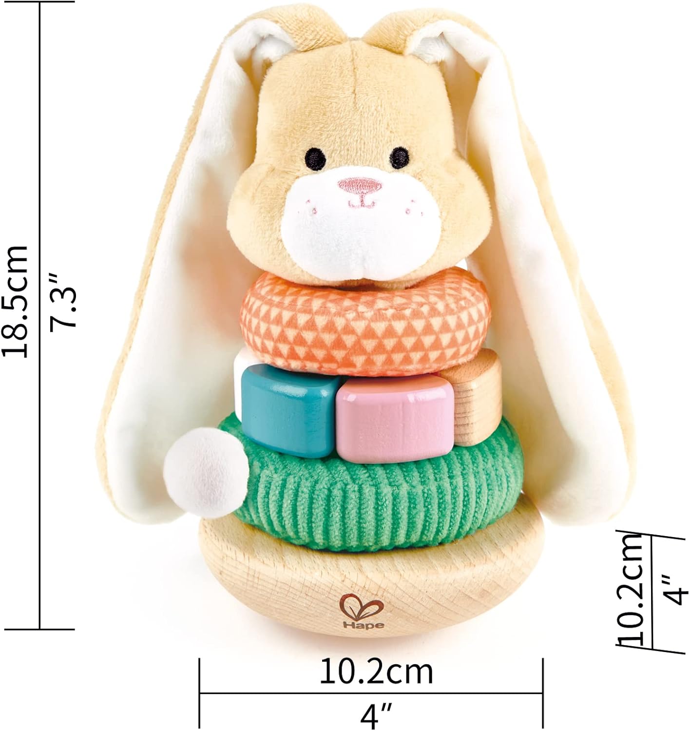 Jouet empilable Fidtoy Lapin Jouet sensoriel d'apprentissage à anneaux pour bébé