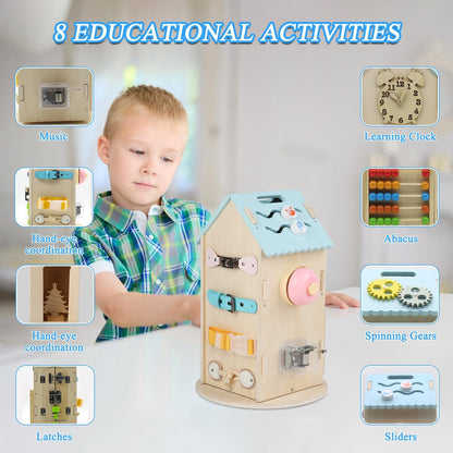 Spobot 8-in-1 Wooden Activity Cube for Kids, Montessori Toys for 12+ Months Toddlers, One Year Old 1st First Birthday Gift, Educational Learning Toys for Baby Boys Girls Age 1 2 3