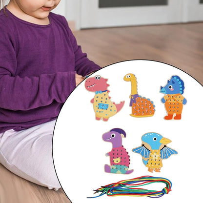 Lacing Cards for Preschoolers and Kids Motor Skills Toys Wooden Sewing Cards Style B