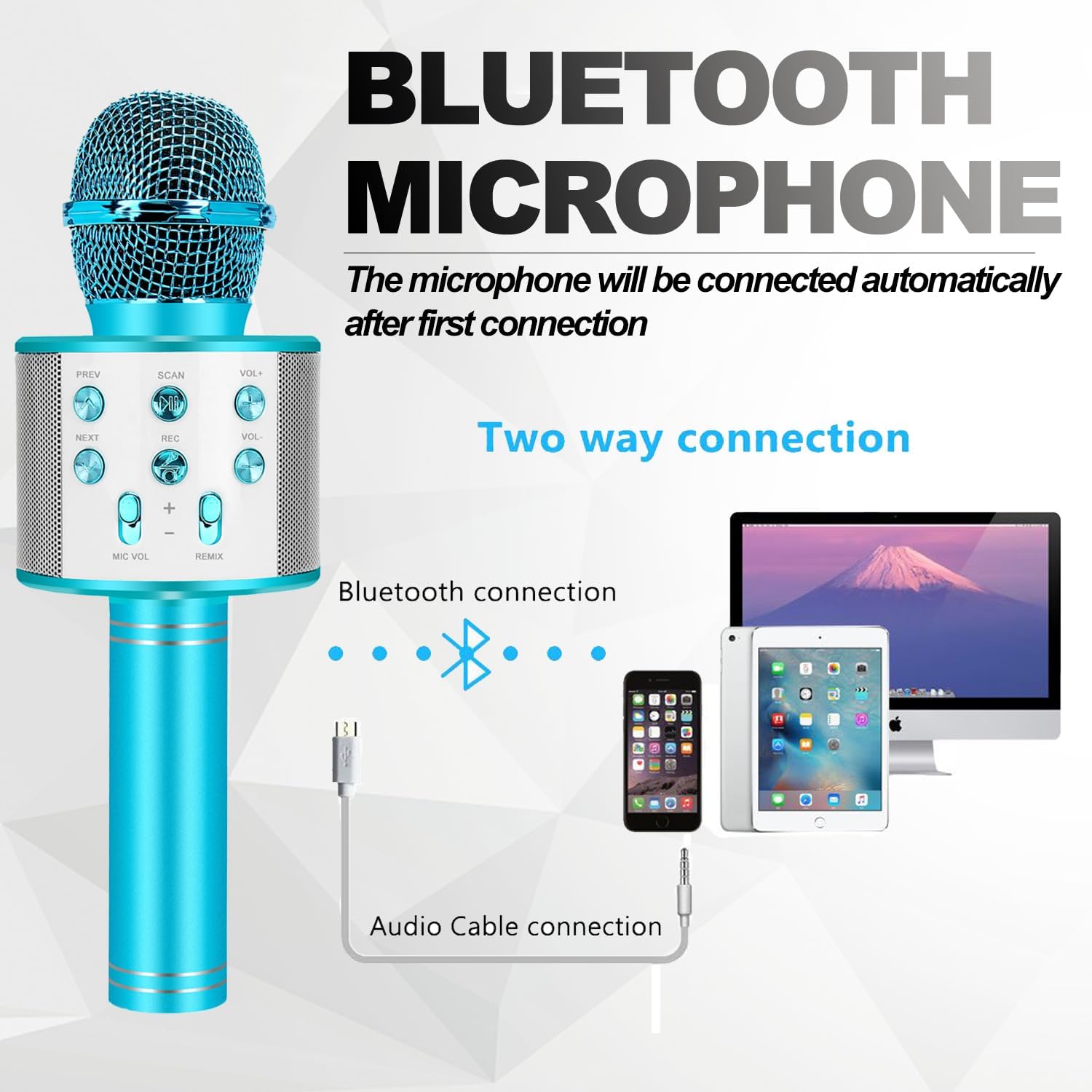 Fidtoy Wireless Bluetooth Karaoke Microphone for Kids & Adults