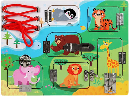 Wooden Latch Board for Skill Development and Learning Activities for Kids, Animal