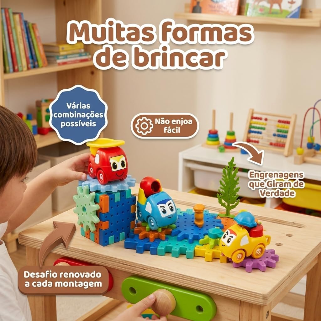 Fidtoy 18PCS Gear Building Toy for Kids – Interactive Rotating Gear Construction Set for STEM Learning, Creative Building & Fine Motor Development Ages 3+