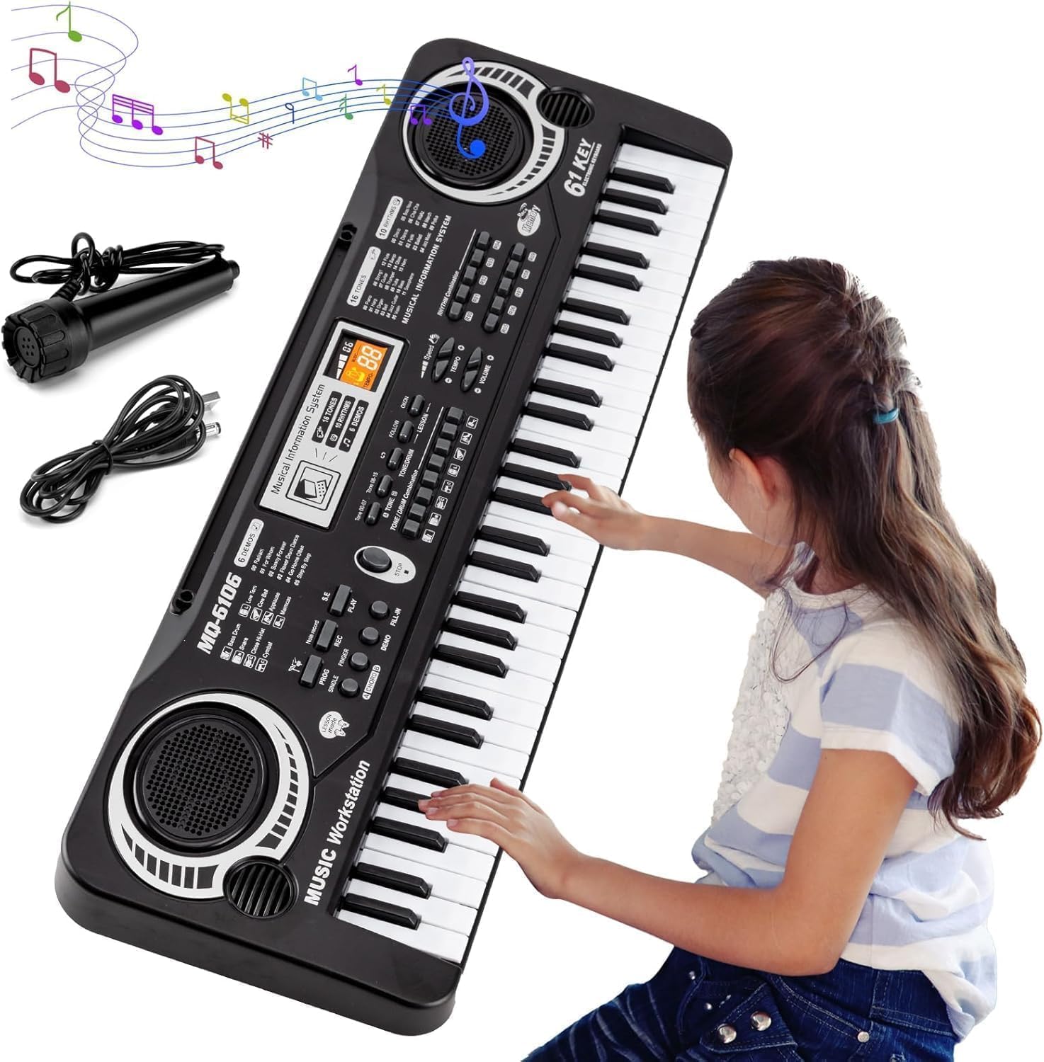 Fidtoy 61-Key Musical Piano Keyboard with Microphone for Kids Beginner Electronic Piano Toy