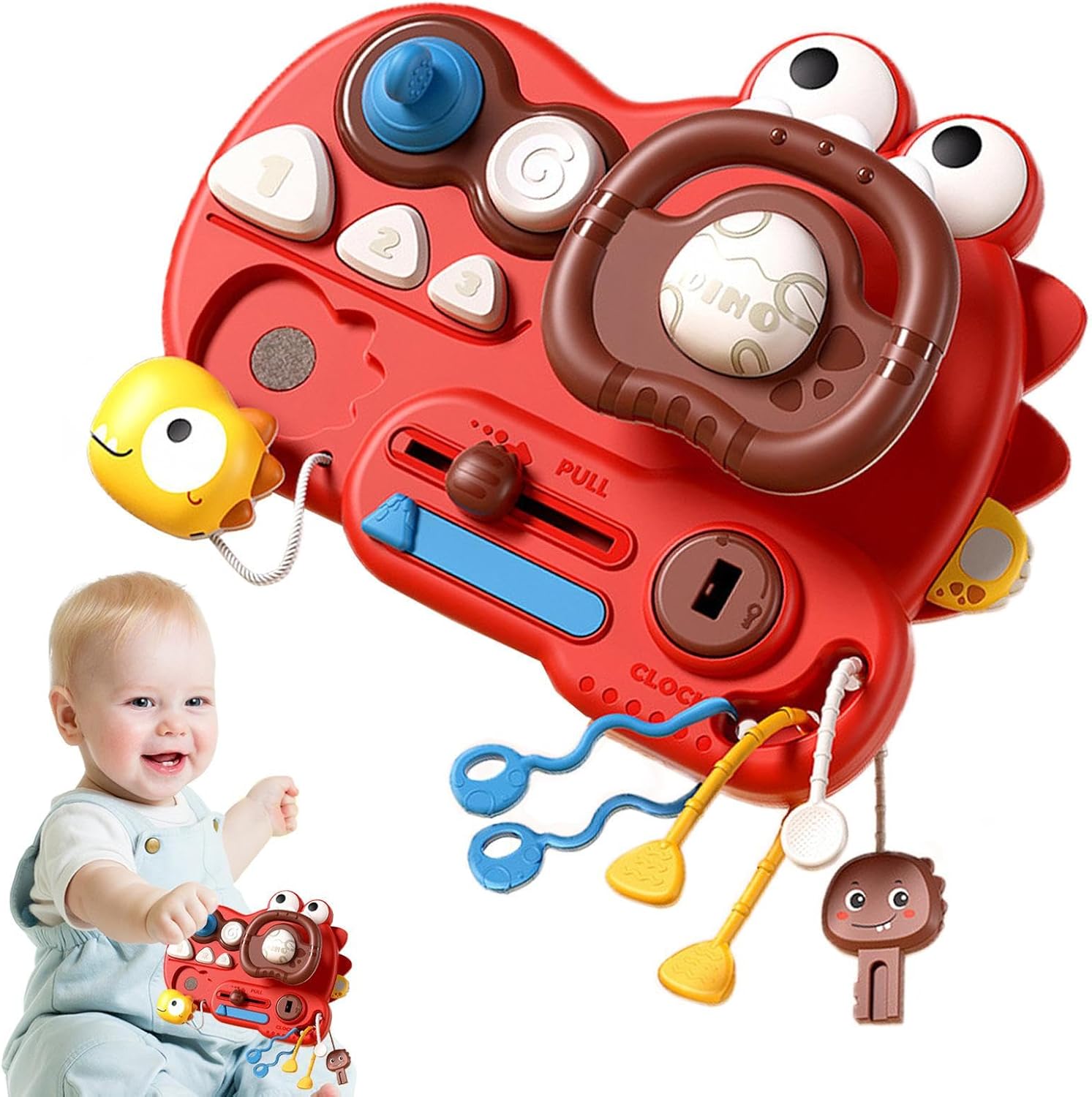 Kids Sensory Board, Dinosaur Children Fidget Board, Educational Early Learning Tools, Fine Motor Skill Development Games for Home, Travel, Kindergarten, and Nursery