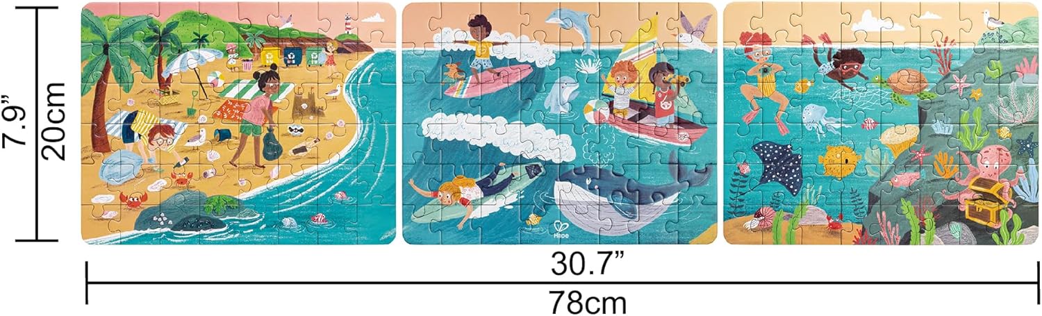 Fidtoy Ocean Friends Lot de 3 puzzles de 48 pièces pour enfants