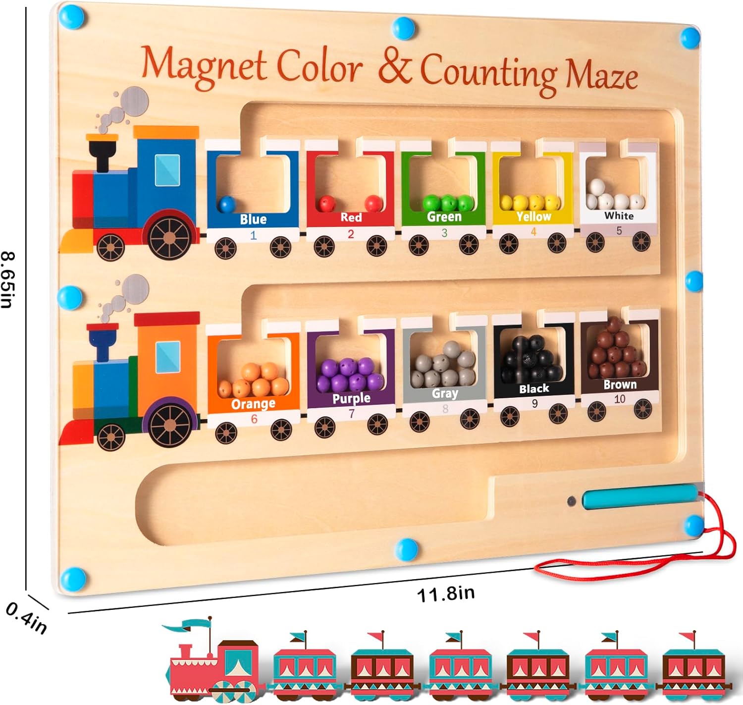 Fidtoy Coffret de train en bois Montessori, jeu de labyrinthe magnétique pour tout-petits