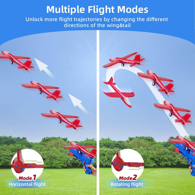 Fidtoy Foam Airplane Launcher Toy Set for Kids Outdoor Glider Play