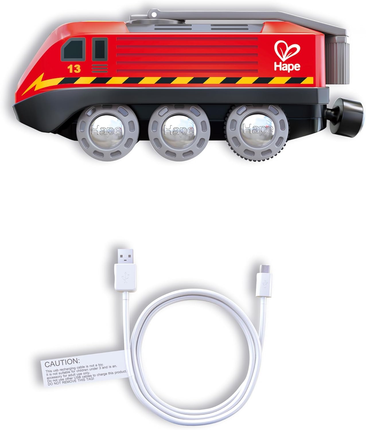 Fidtoy Wooden Crank Powered Train Toy Kids STEM Railway Engine