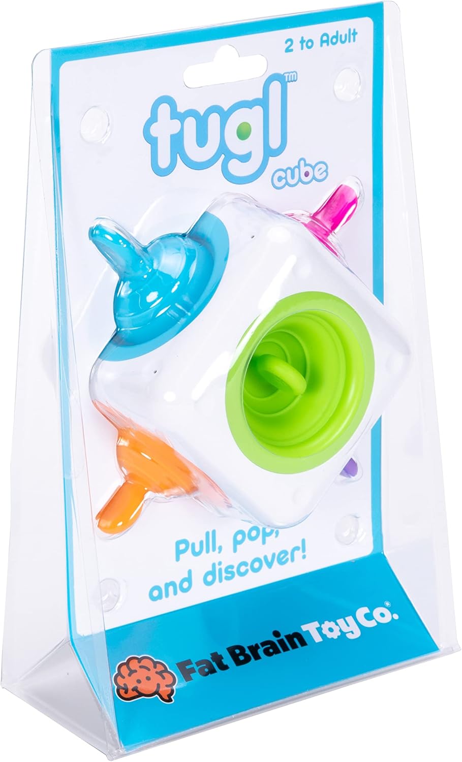 Fat Brain Toys Cubo Inquieto Tugl para Reventar, Atractivo para Niños Pequeños, Niños, Adolescentes, Adultos - Cubo Inquieto de Mano Relajante, 2 Años en Adelante
