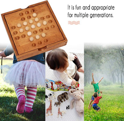 Fidtoy Solitario con Almacenamiento Juego de Estrategia de Madera para Niños