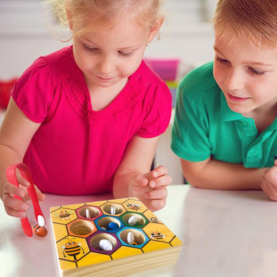 Fidtoy Montessori Jouet de tri d'abeilles pour tout-petits – Jeu de ruche en bois pour la motricité fine et l'apprentissage précoce
