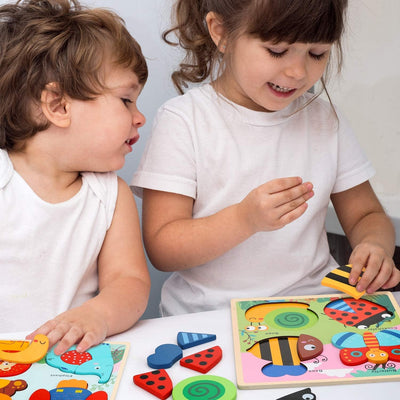 Fidtoy Wooden Animal Puzzle Board for Toddlers 1-3