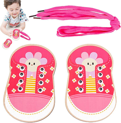 Chengstore Lacing Shoe Toy,Shoes Lacing Toy for Toddlers | Shoe Trying Practice for Kids, Learn to Tie Shoelaces Toy Fine Motor Skills Toy Threading Game