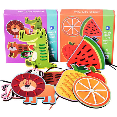 Creaciones Montessori Toys Juego de Enhebrado y Trazado Juguete Educativo Regalo para Niños AnimalJuguetes y Hobbies|Juguetes Preescolares y de Simulación|Juguetes de Madera y Hechos a Mano