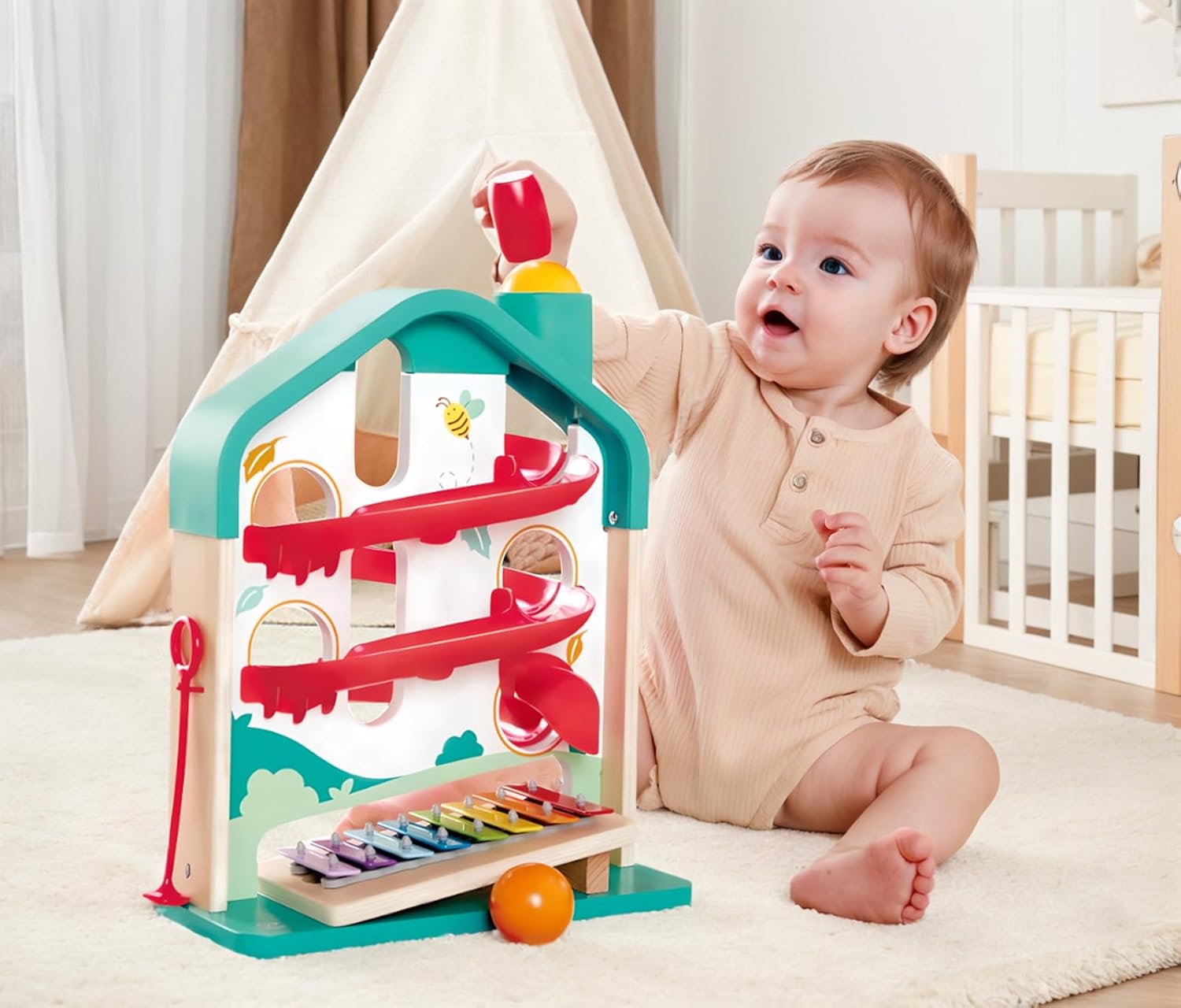 Fidtoy Pista Musical de Bolas con Xilófono para Niños Pequeños Juguete Educativo